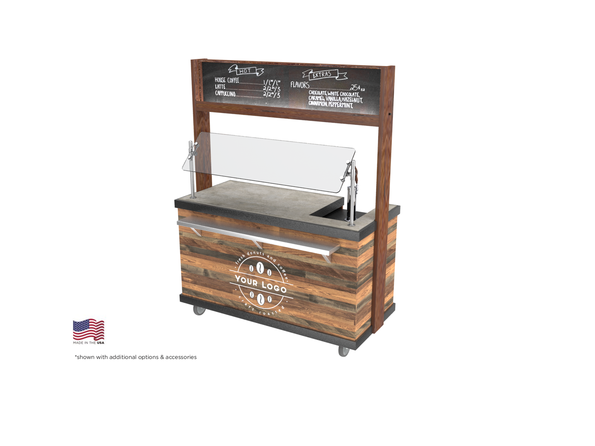 espresso machine cart, rustic coffee cart